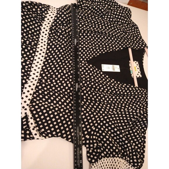 NWT Maeve Anthropologie MOCK WRAP Midi Dress Black White US Plus Size 20W UK 26W - Picture 3 of 12